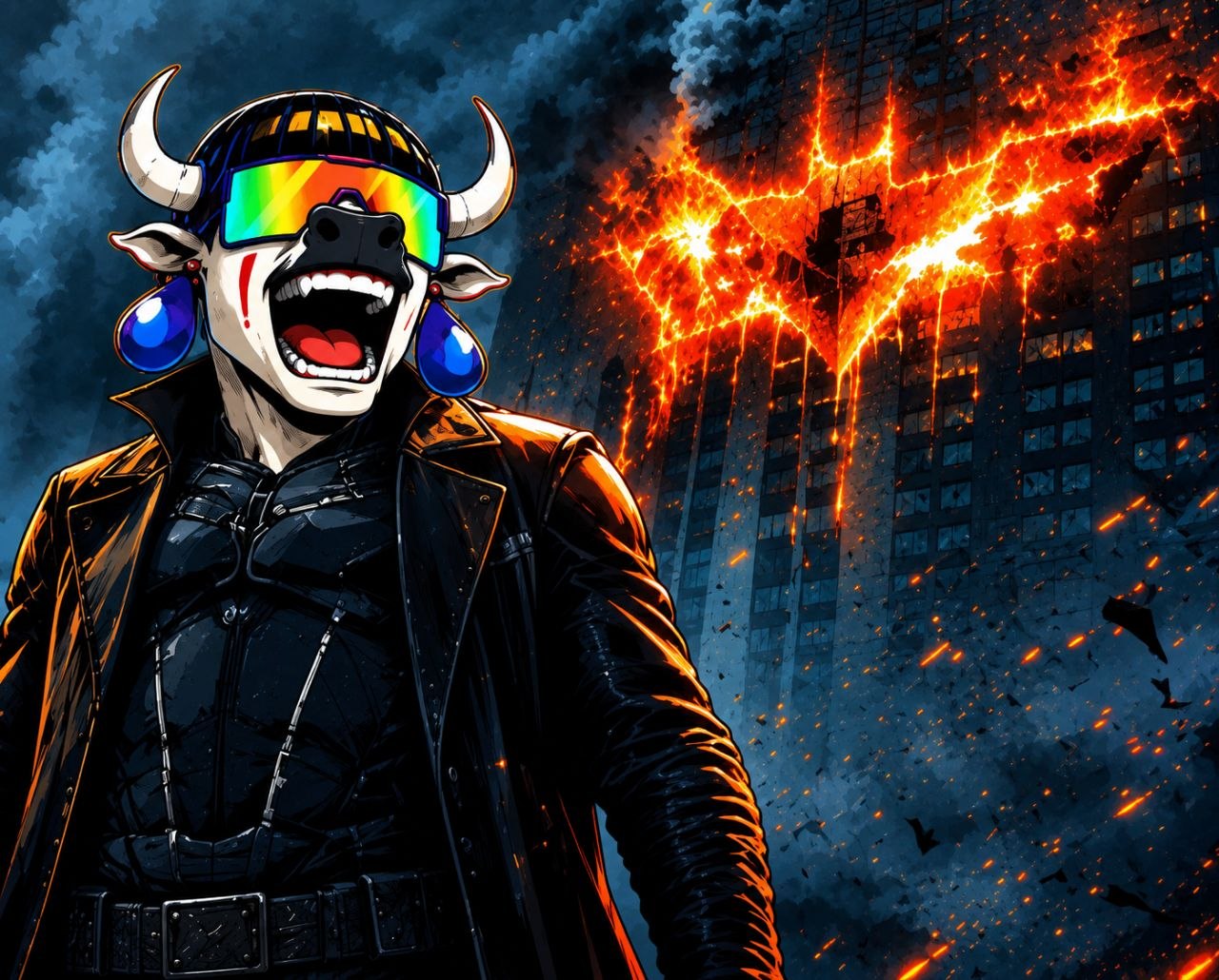 The bull in the burning city